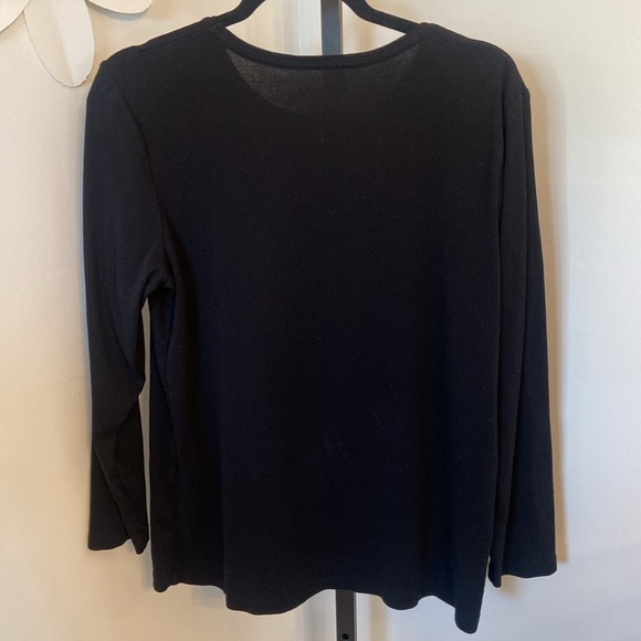 Chico’s Black Long Sleeve Tee Shirt 100% Cotton Size 3 US XL - Picture 3 of 6